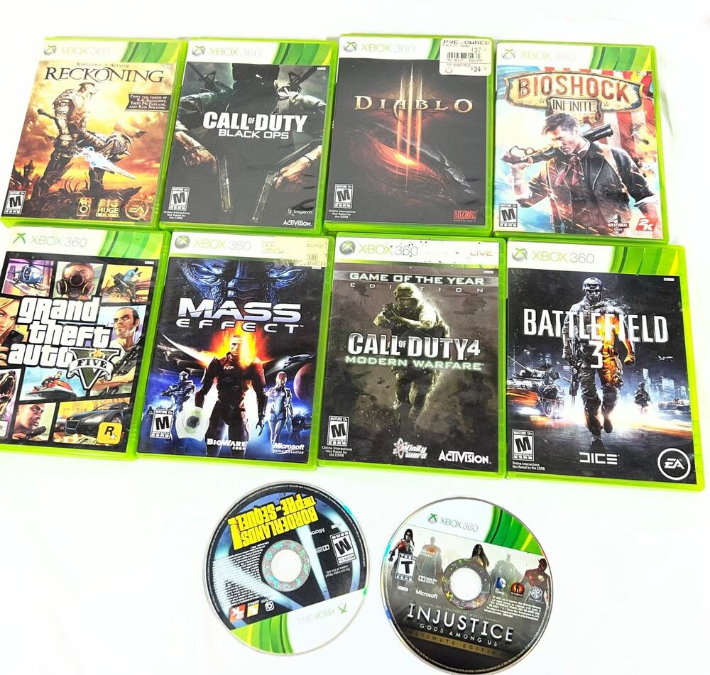 Xbox 360 Game Lot Bundle 10 Games GTA V Call of Duty Black Ops Diablo 3